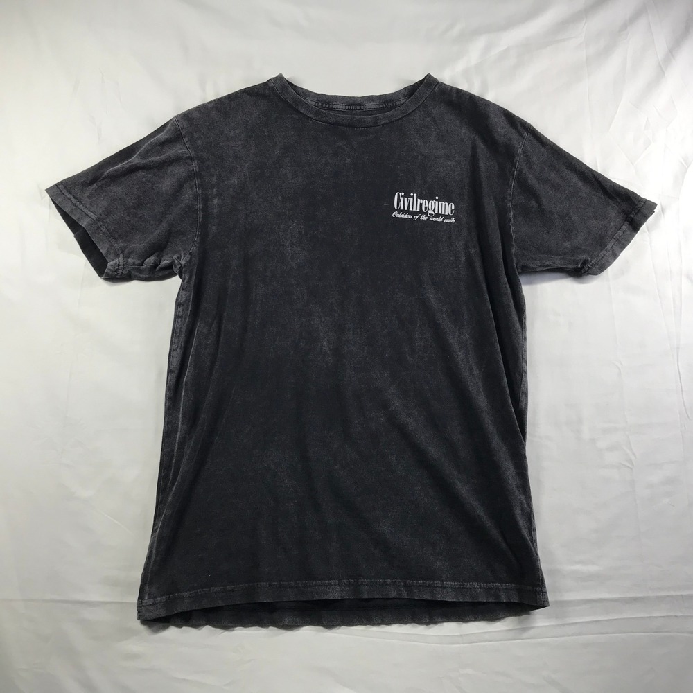 Civil Regime Outsiders World Unite Acid Wash Graphic Tee Black Mens Medium
